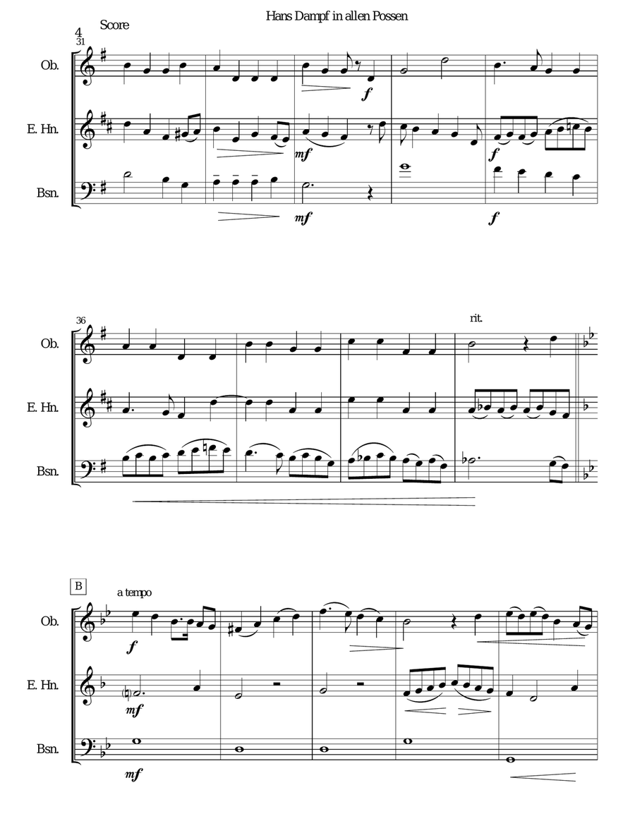 Hans Dampf in allen Possen (Jack of all tricks) for double-reed trio (oboe, cor anglais, bassoon) Woodwind Trio scores gallery preview page 4