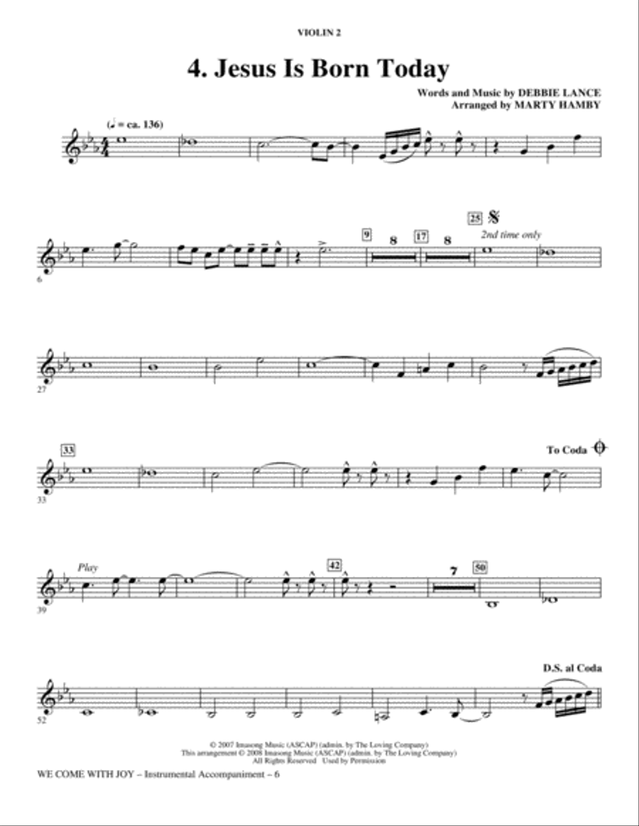 We Come With Joy Orchestration - Violin 2 Choir scores gallery preview page 6