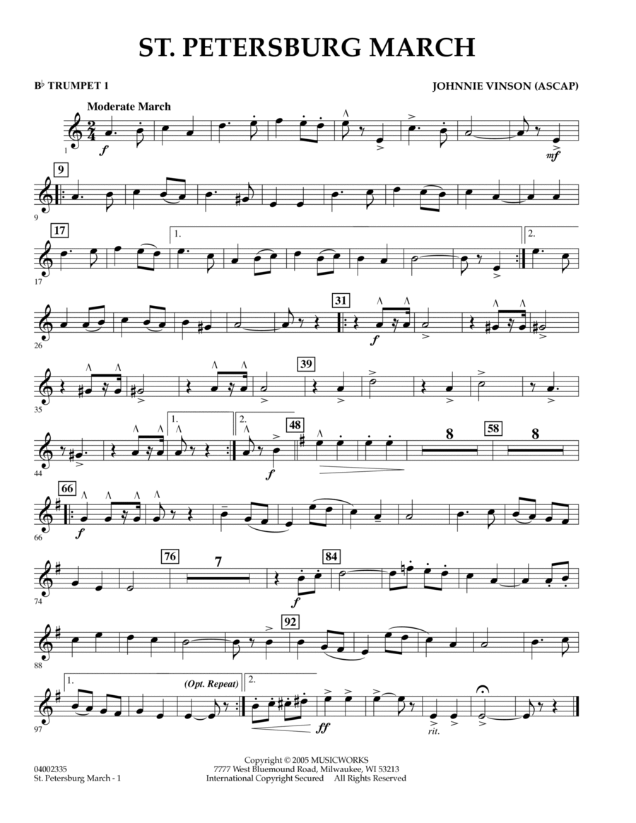 St. Petersburg March - Bb Trumpet 1 B-Flat Trumpet scores gallery preview page 1