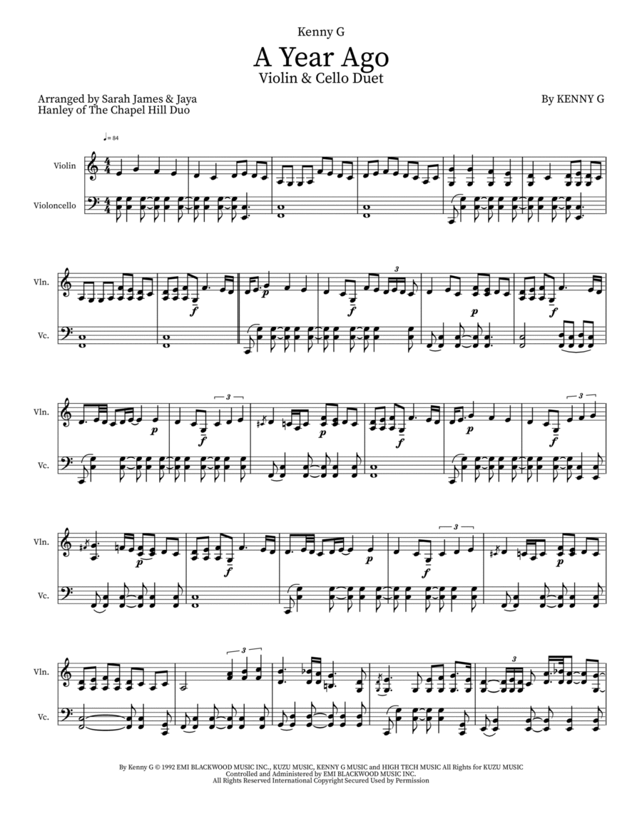 A Year Ago A Year Ago String Duet scores gallery preview page 1
