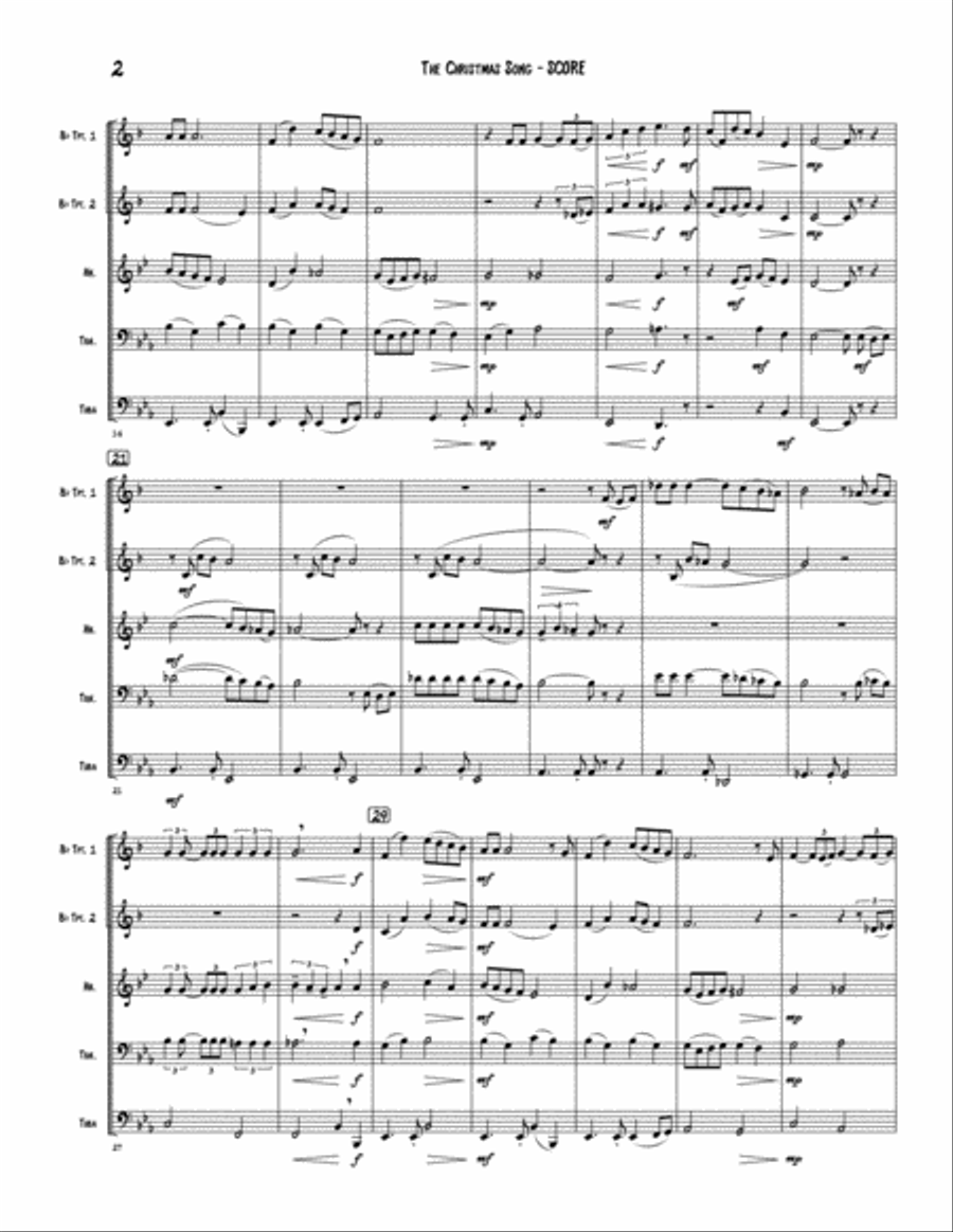 The Christmas Song (Chestnuts Roasting On An Open Fire) The Christmas Song (Chestnuts Roasting On An Open Fire) Brass Quintet scores gallery preview page 3