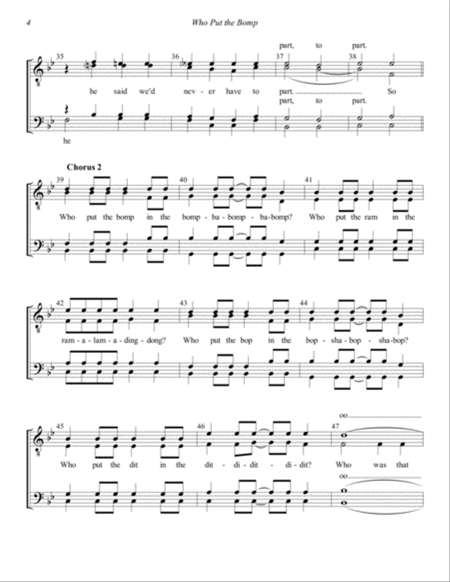 Who Put The Bomp (in The Bomp Ba Bomp Ba Bomp) TTBB scores gallery preview page 4