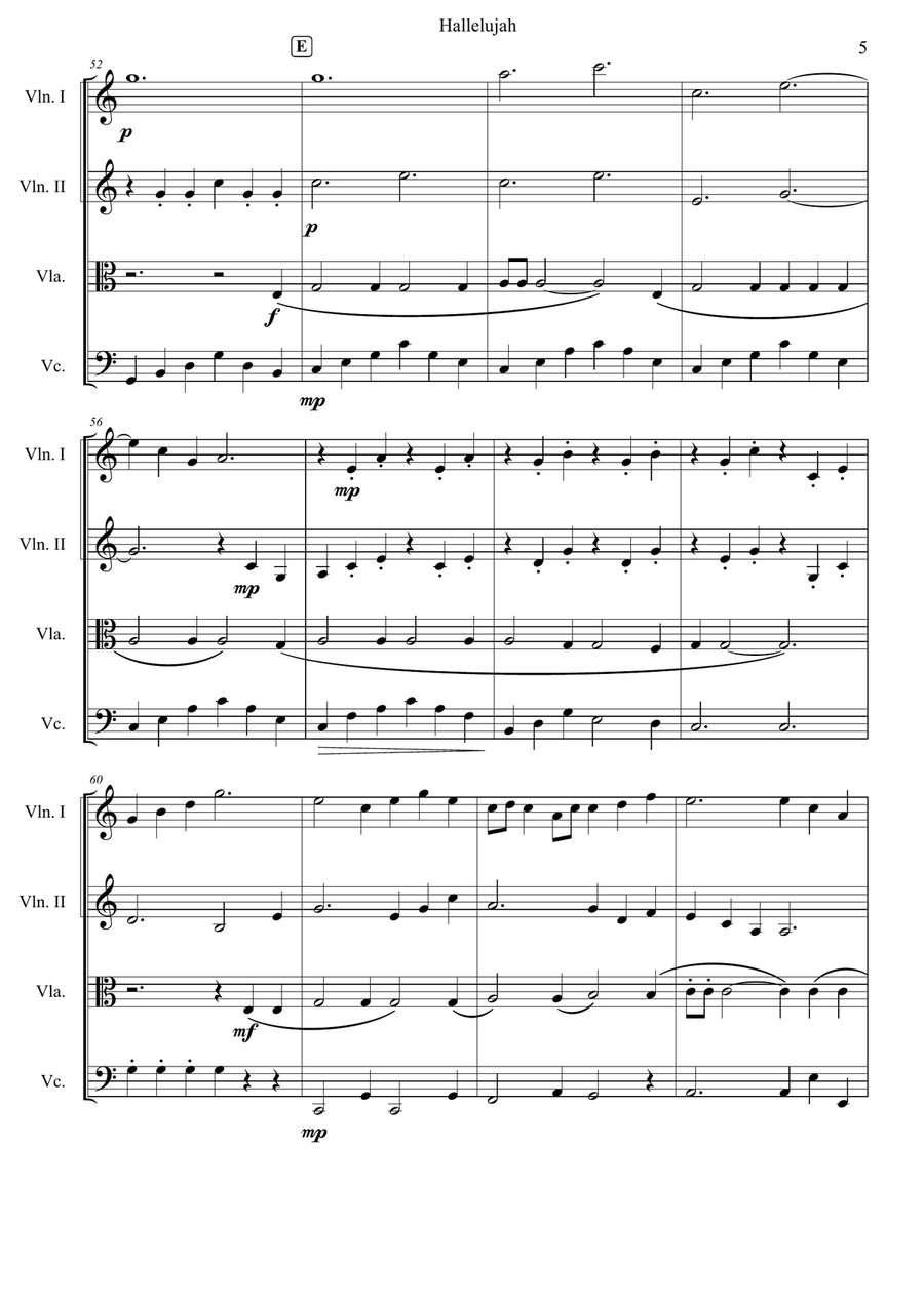 Hallelujah String Quartet scores gallery preview page 6