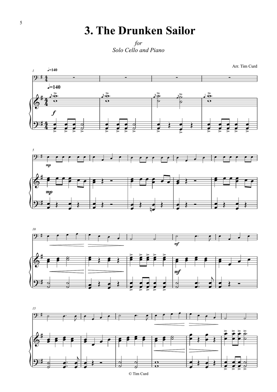 14 Fun Solos for Cello and Piano Piano scores gallery preview page 6