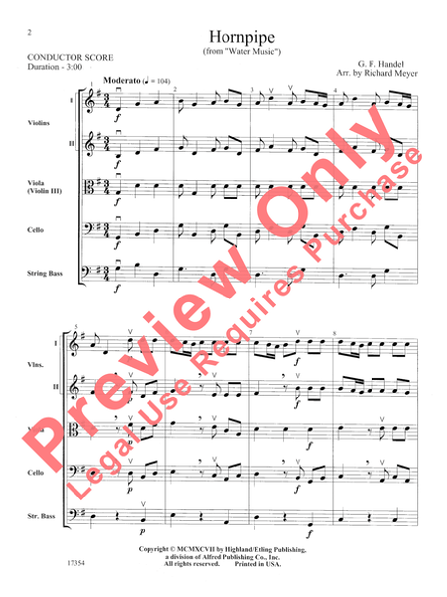 Hornpipe (from Water Music) String Orchestra scores gallery preview page 3