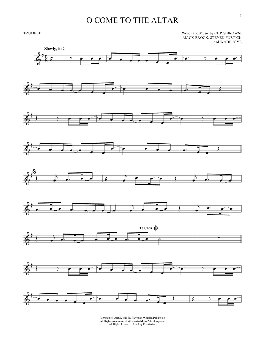 O Come To The Altar Trumpet Solo scores gallery preview page 1