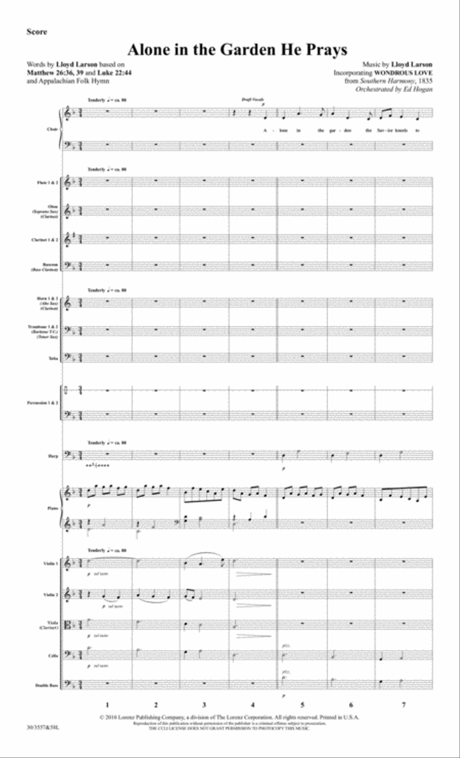 Alone in the Garden He Prays - Orchestral Score and CD with Printable Parts Choir scores gallery preview page 3
