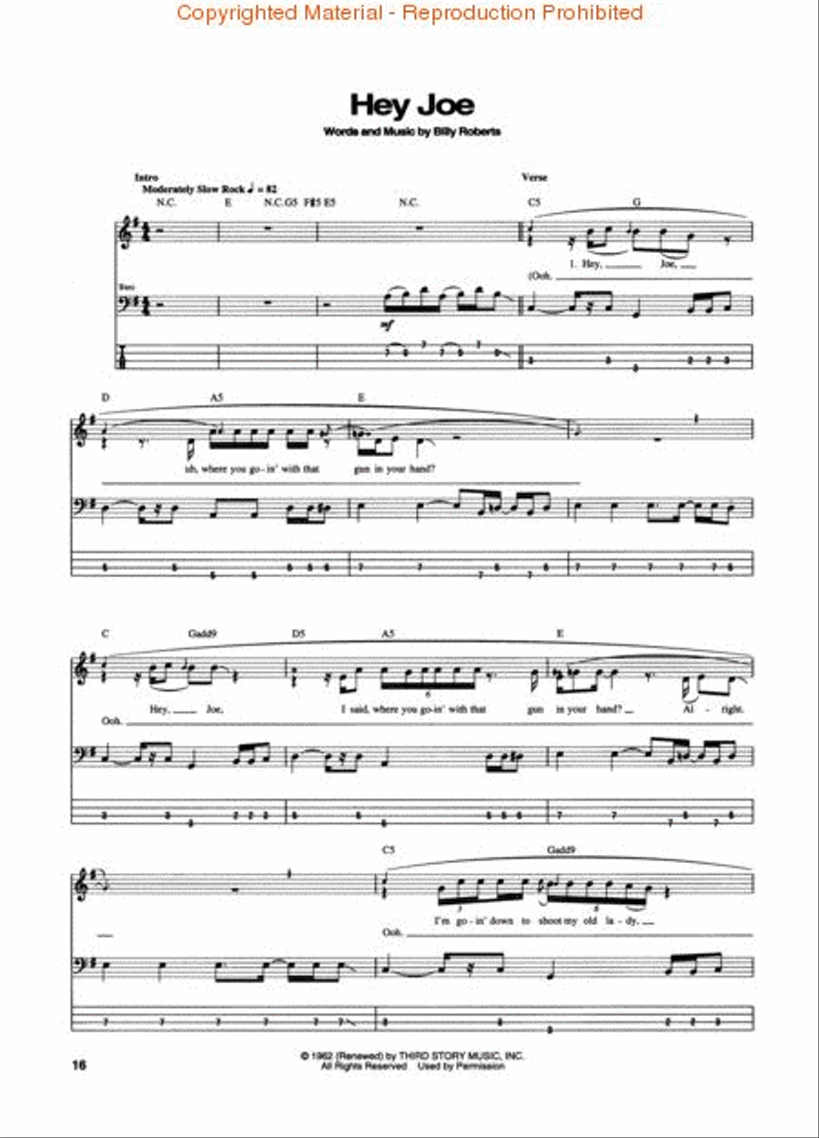 Jimi Hendrix – Are You Experienced Bass Guitar Tablature scores gallery preview page 3