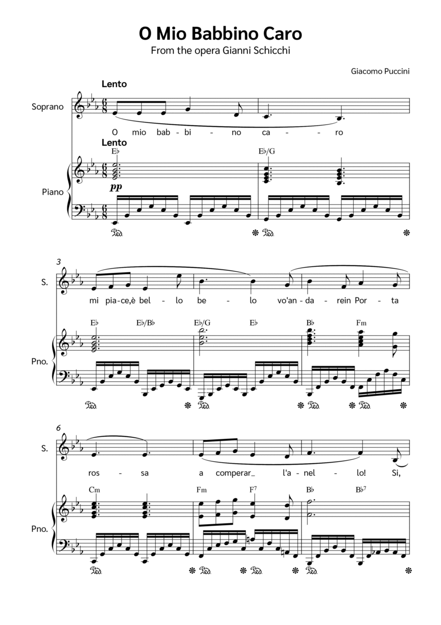 O Mio Babbino Caro Voice scores gallery preview page 1