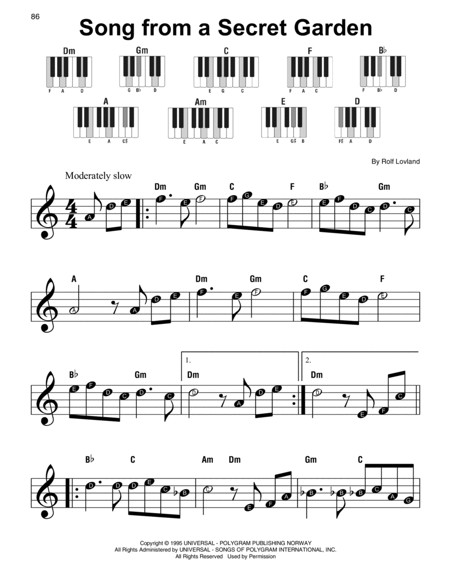 Song From A Secret Garden Easy Piano scores gallery preview page 1