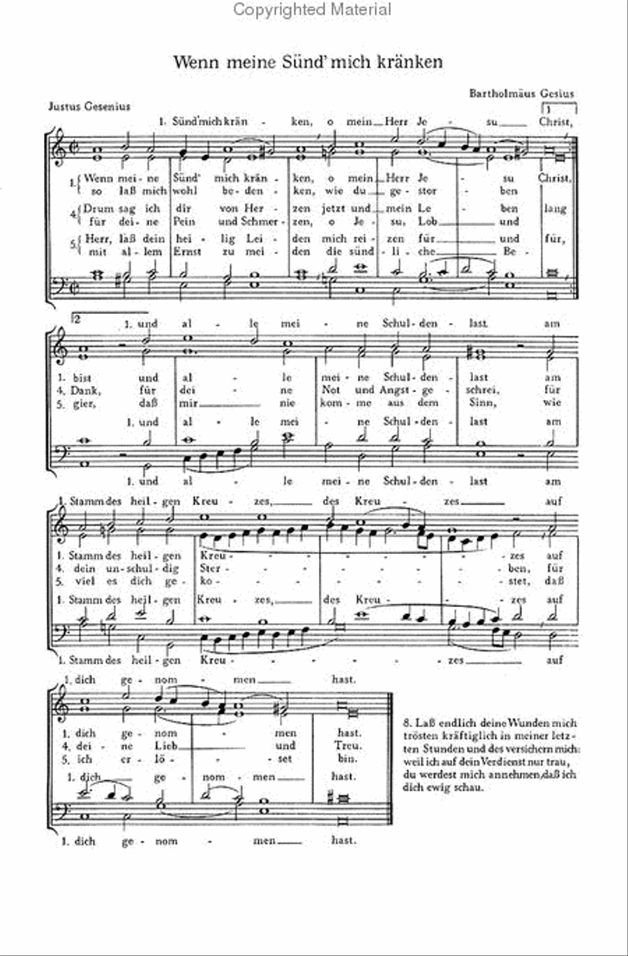Gesius: Wenn meine Sund; Praetorius: Jesu, deine Passion Score scores gallery preview page 3