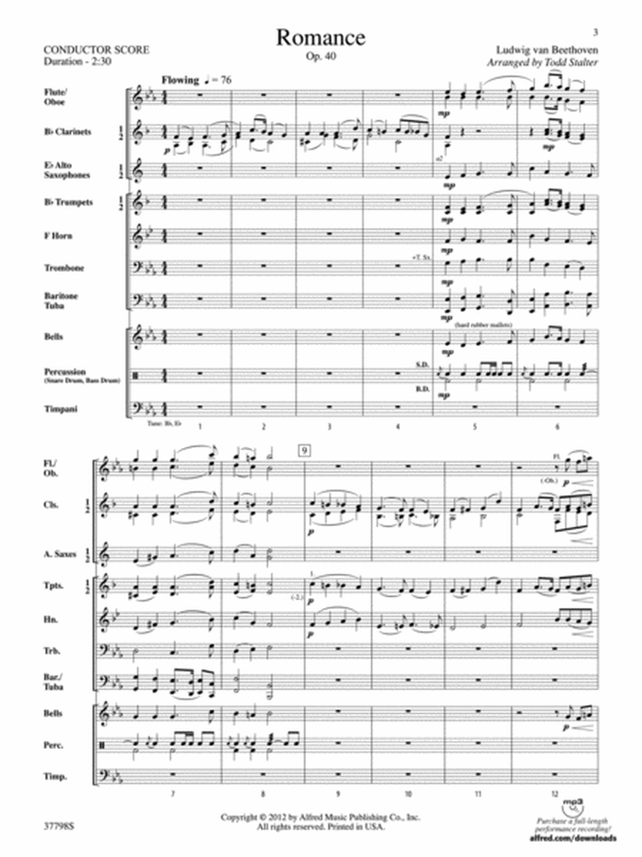 Romance, Op. 40: Score