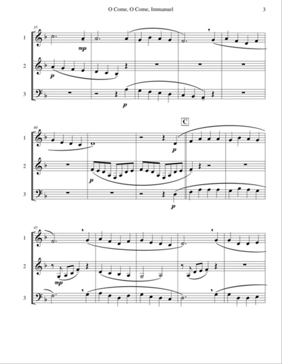 Immanuel (Emmanuel) - Brass Trio, O Come Brass Trio scores gallery preview page 4