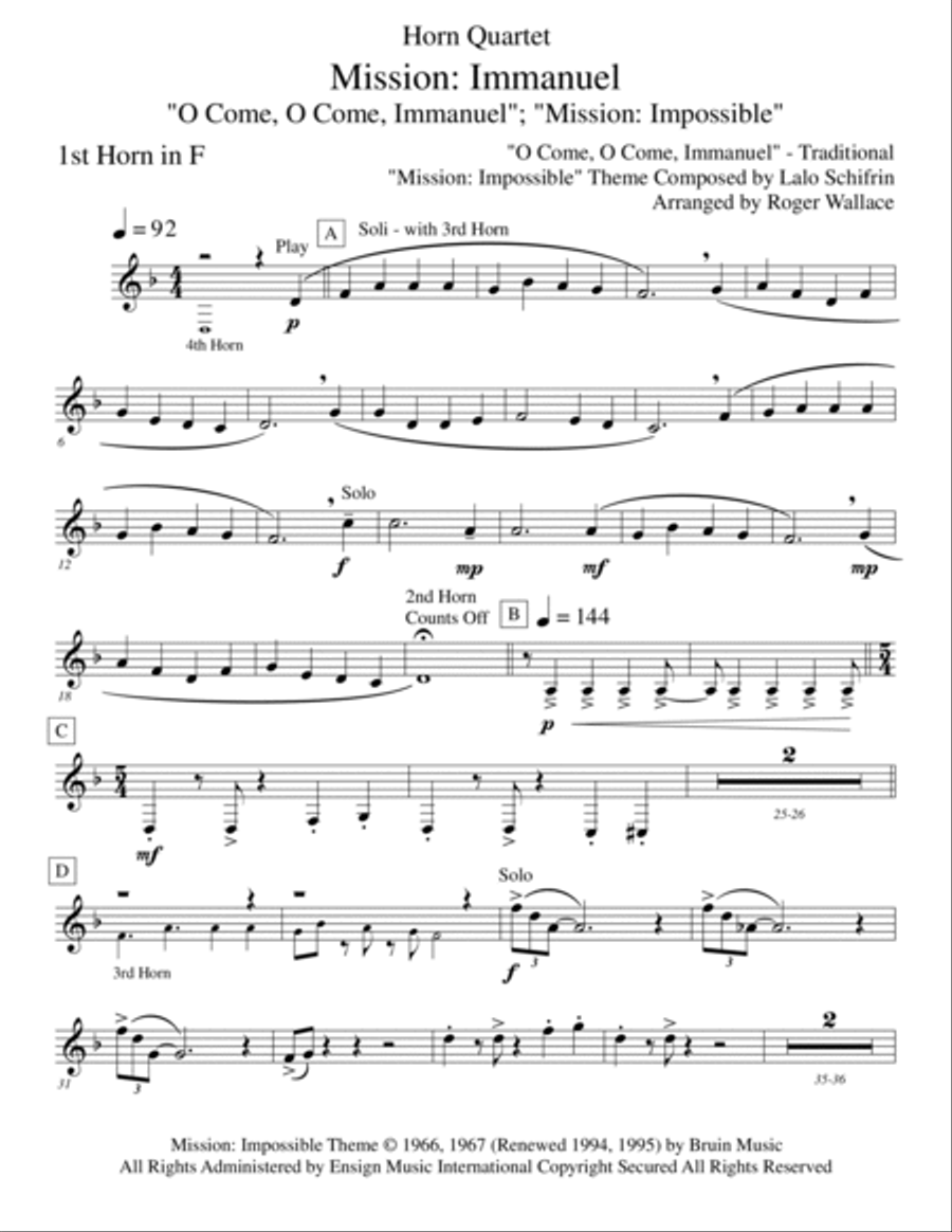 Mission: Impossible Theme from the Paramount Television Series MISSION: IMPOSSIBLE Brass Quartet scores gallery preview page 5
