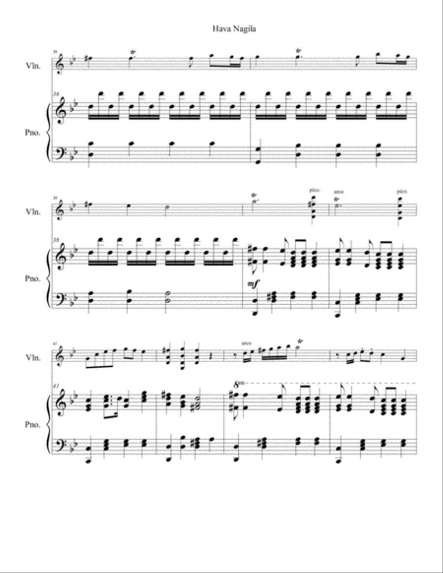Hava Nagila Violin Solo scores gallery preview page 4