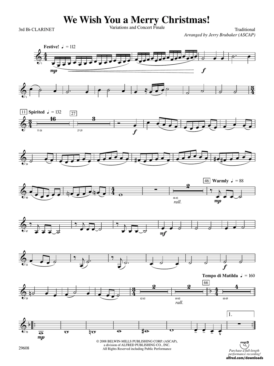 We Wish You a Merry Christmas!: 3rd B-flat Clarinet