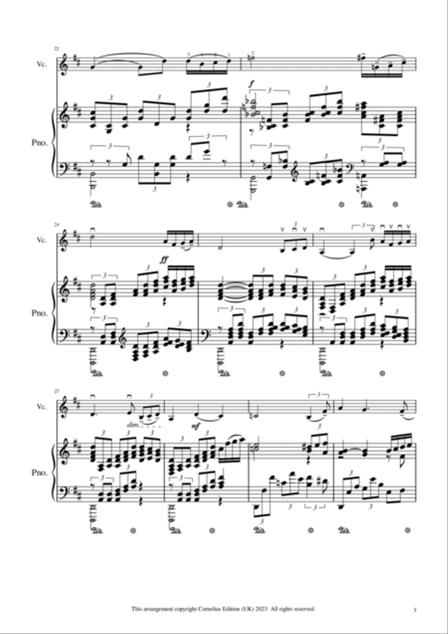 Rhapsody on a Theme of Paganni Eighteenth Variation arranged for Cello and Piano D major Piano scores gallery preview page 3