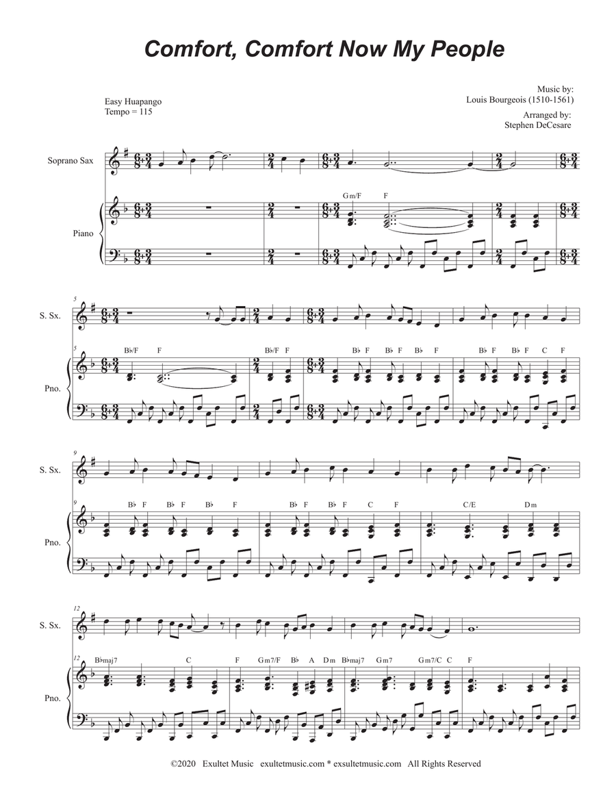 Comfort, Comfort Now My People (Soprano Saxophone and Piano) Comfort, Comfort Now My People (Soprano Saxophone and Piano) Soprano Saxophone scores gallery preview page 2