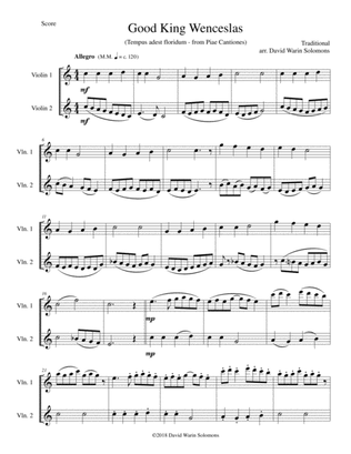 Variations on Good King Wenceslas (Tempus adest floridum) for violin duo