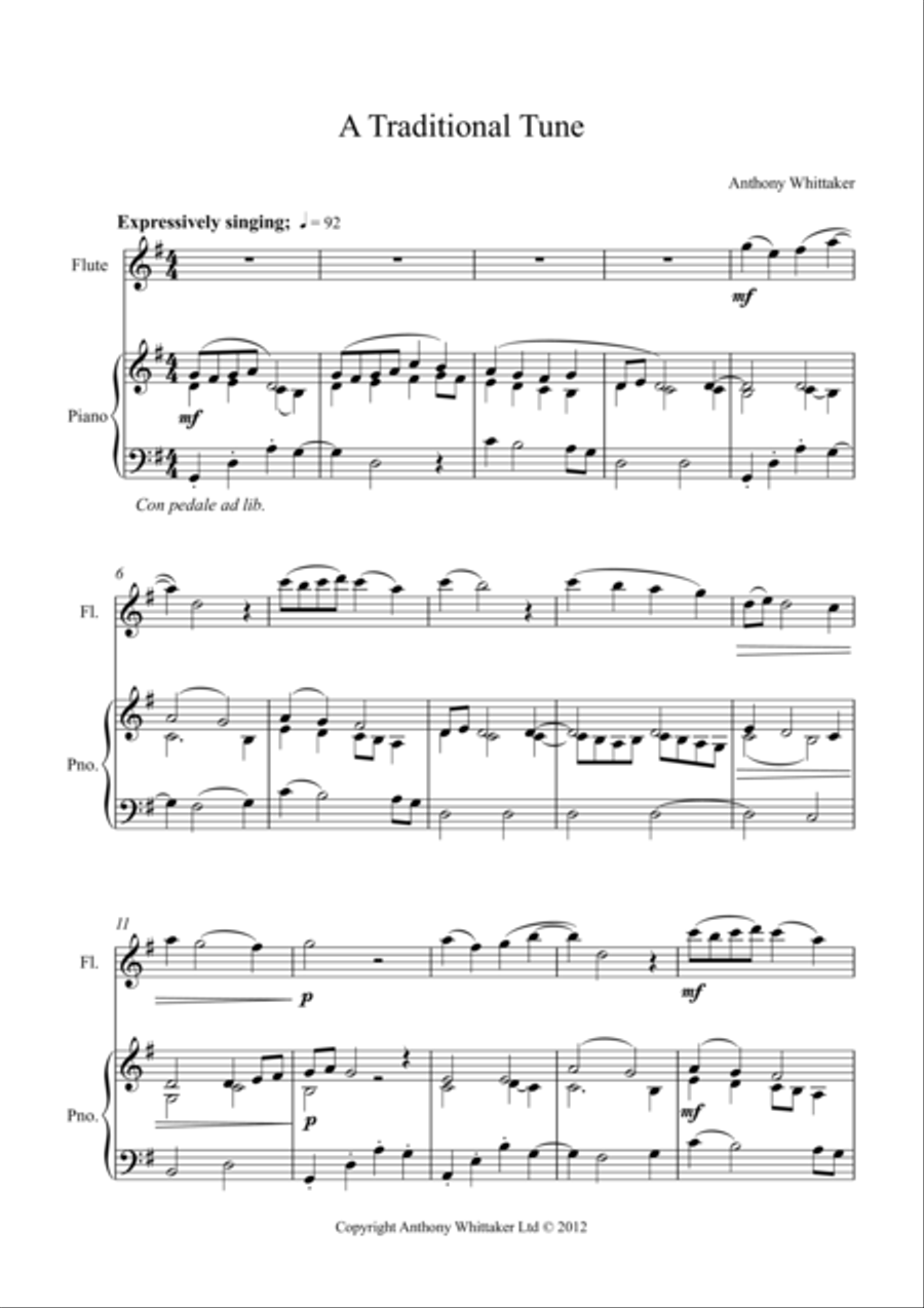 A Traditional Tune for Flute and Piano Woodwind Duet scores gallery preview page 1