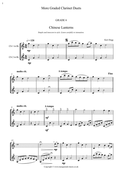More Graded Clarinet Duets (intermediate to advanced) 24 duets in varying styles (swing, ragtime, co image number null