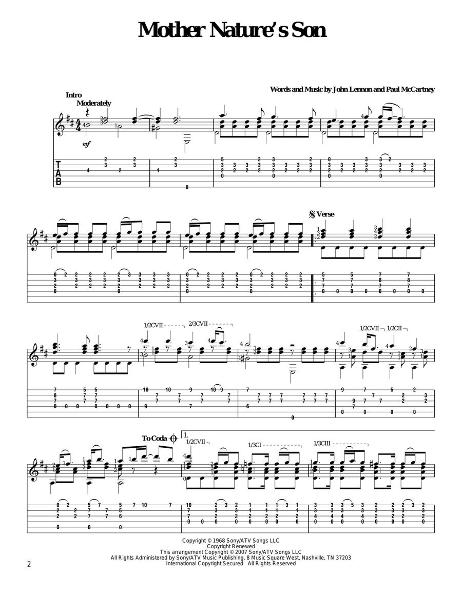 Mother Nature's Son Mother Nature's Son Acoustic Guitar scores gallery preview page 1