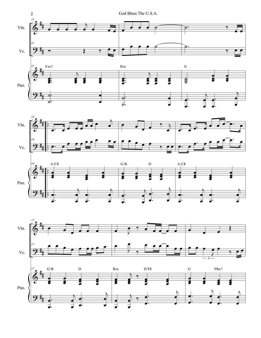 God Bless The U.S.A. Piano Trio scores gallery preview page 2