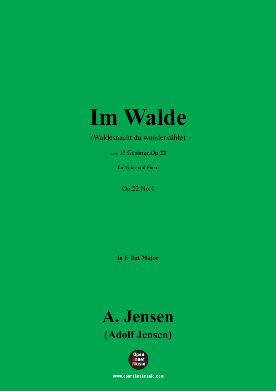 A. Jensen-Im Walde(Waldesnacht du wunderkühle),in E flat Major,Op.22 No.4 Voice scores gallery preview page 1