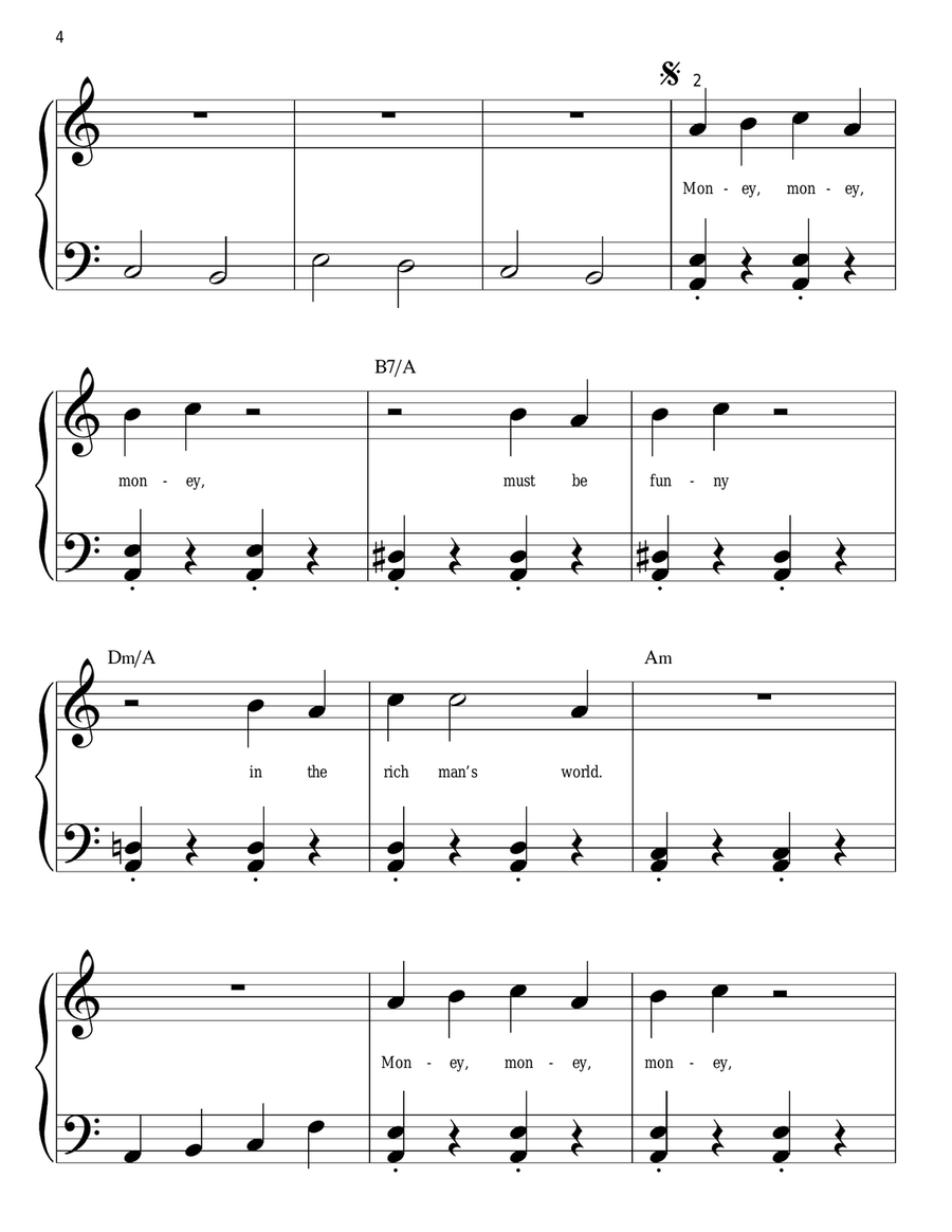 Money, Money, Money Money, Money, Money Easy Piano scores gallery preview page 4