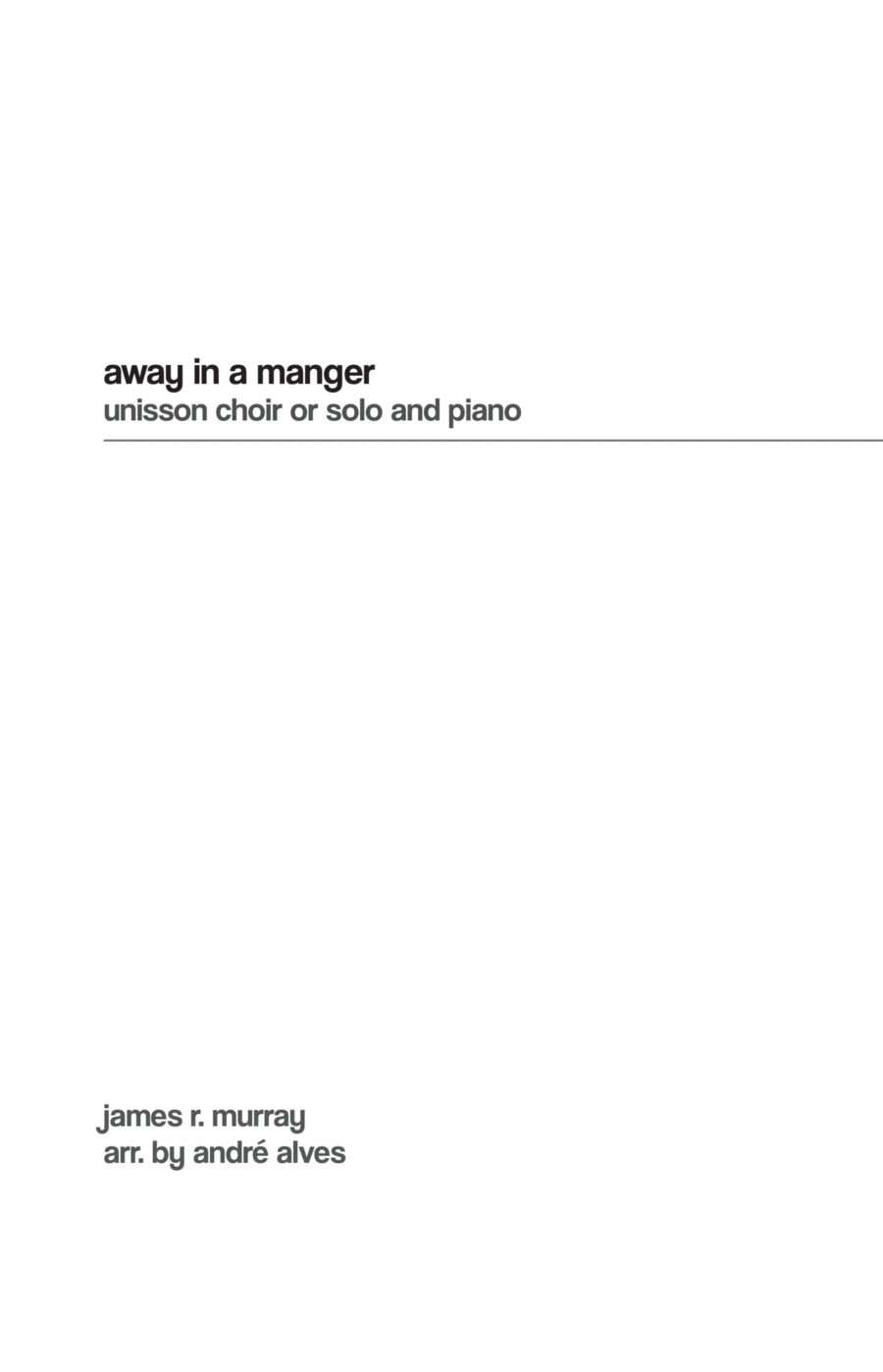 Away in a Manger Unison Choir scores gallery preview page 1