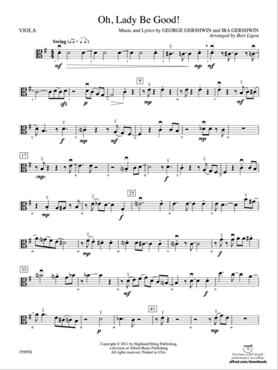 Oh, Lady Be Good!: Viola String Orchestra scores gallery preview page 1