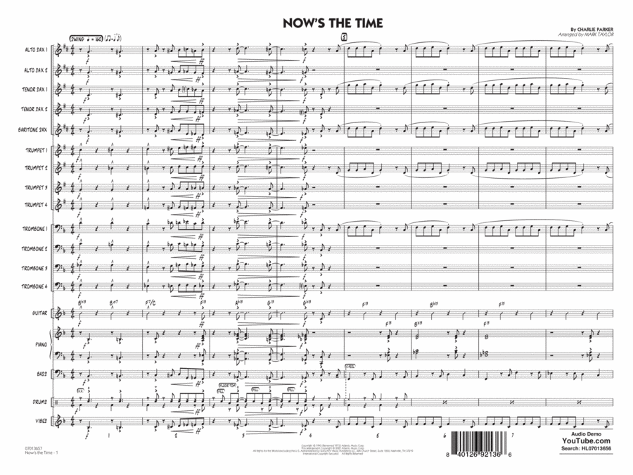 Now's the Time (arr. Mark Taylor) - Conductor Score (Full Score) Jazz Ensemble scores gallery preview page 1