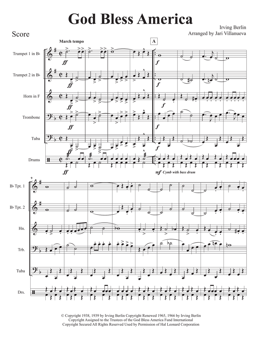 God Bless America Brass Ensemble scores gallery preview page 3