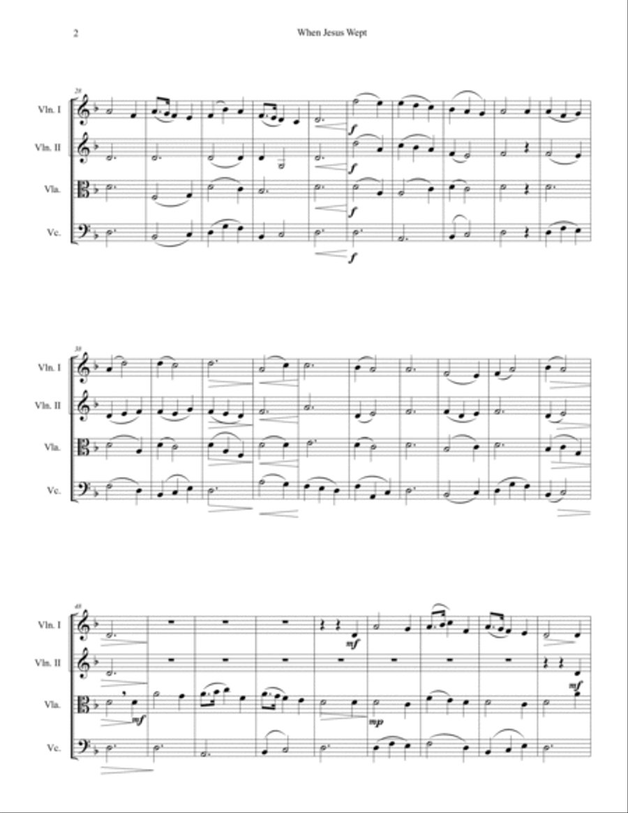 When Jesus Wept: A Lenten Meditation String Quartet scores gallery preview page 2