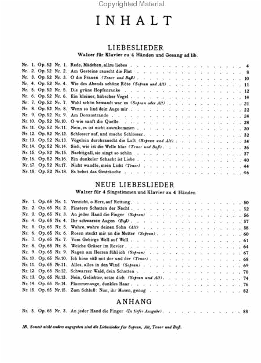 Quartets: Liebeslieder And New Liebeslieder Waltzes 4-Part scores gallery preview page 2