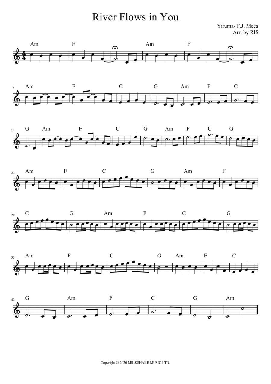 River Flows To You Ep19 Easy Piano scores gallery preview page 1
