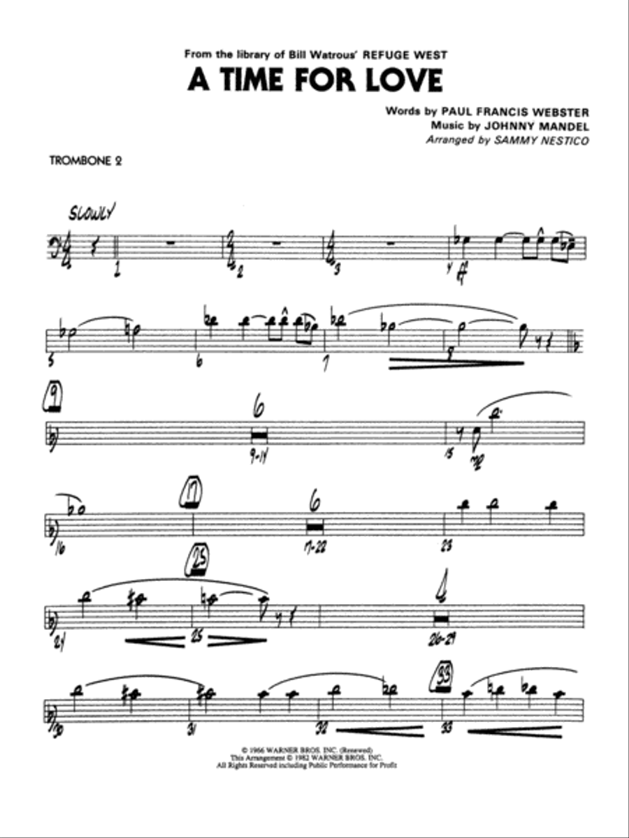 A Time for Love: 2nd Trombone Jazz Ensemble scores gallery preview page 1