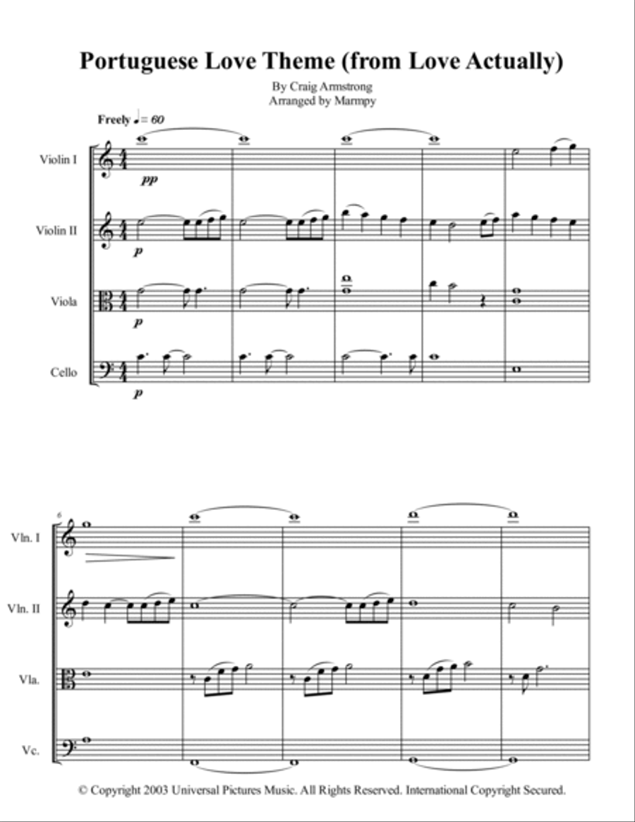 Portuguese Love Theme Portuguese Love Theme String Quartet scores gallery preview page 5