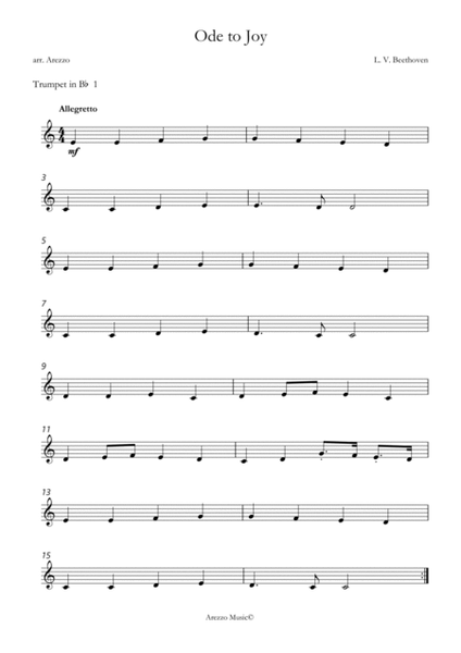 ode to joy trumpet duo sheet music for beginners in b flat image number null
