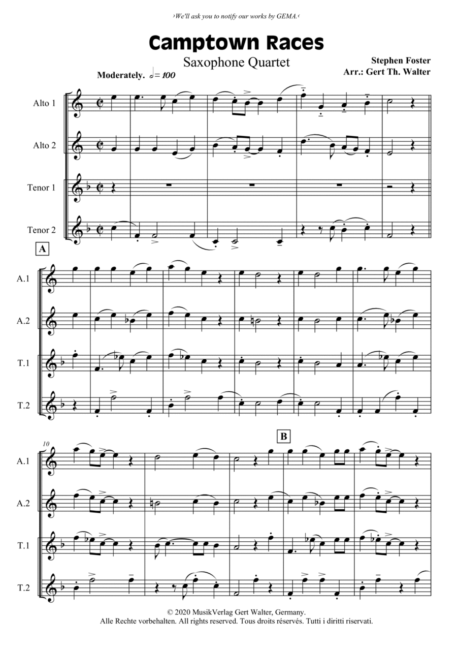 Camptown Races Camptown Races Woodwind Duet scores gallery preview page 1