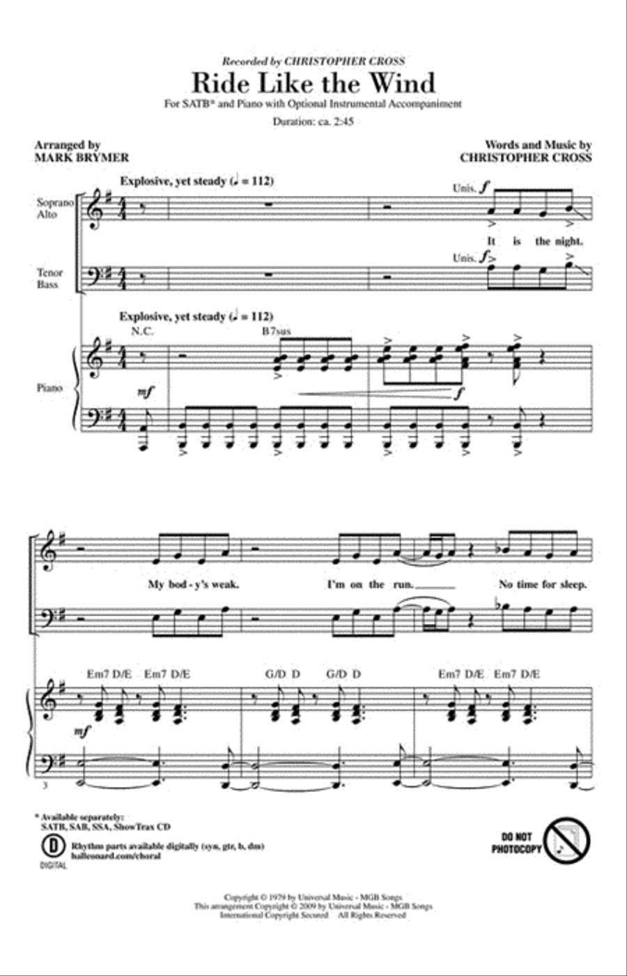 Ride Like the Wind 4-Part scores gallery preview page 2