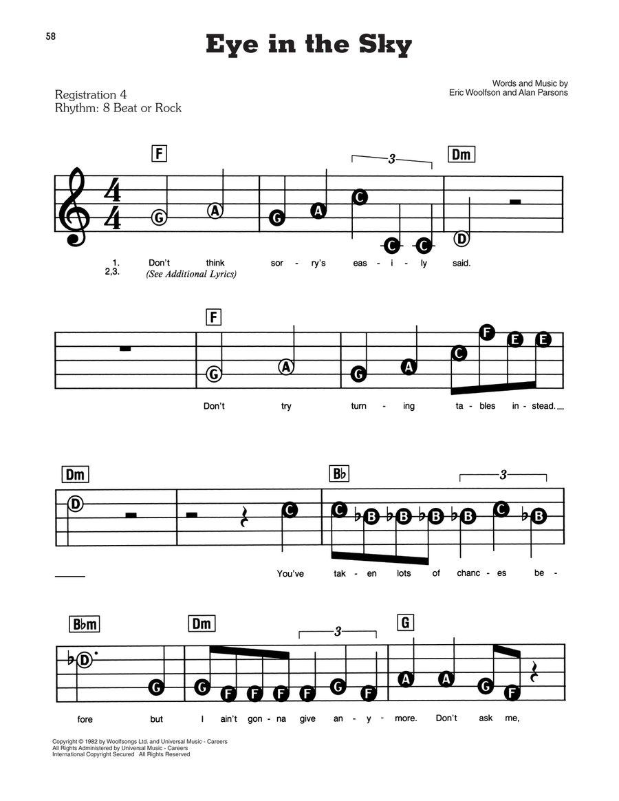 Eye In The Sky Eye In The Sky Electronic Keyboard scores gallery preview page 1