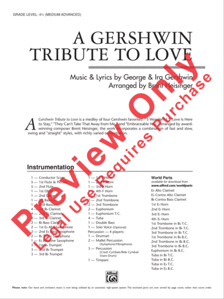 A Gershwin Tribute to Love Concert Band scores gallery preview page 2