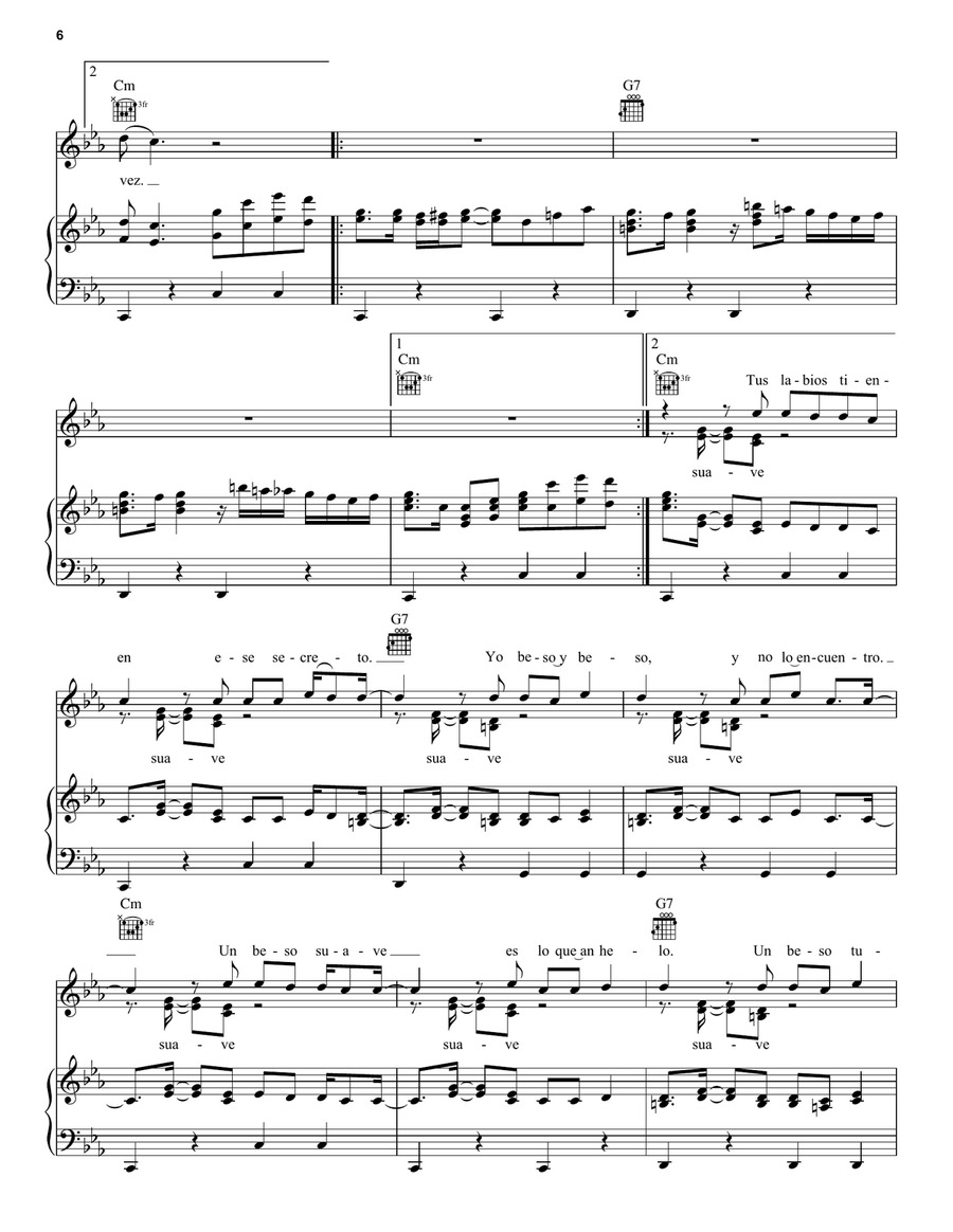 Suavemente Piano, Vocal, Guitar scores gallery preview page 6