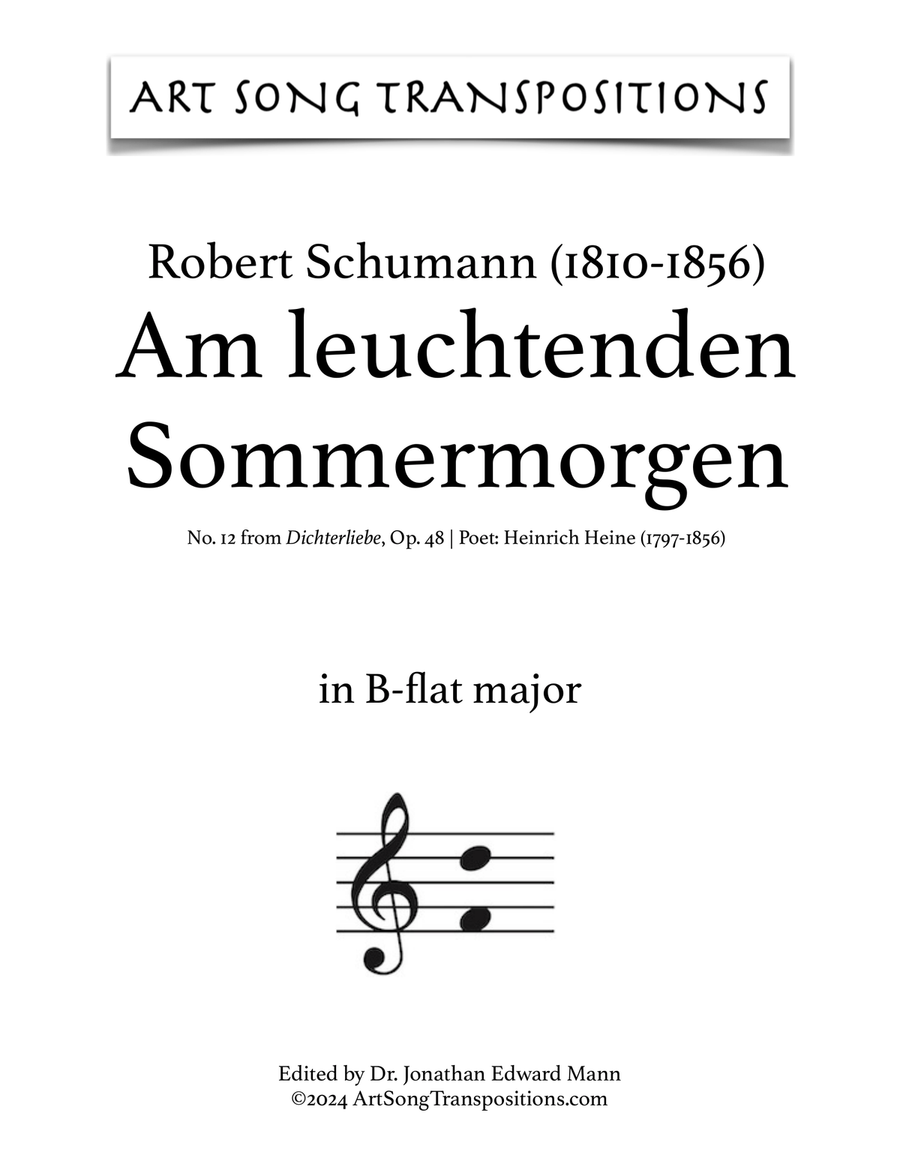 SCHUMANN: Am leuchtenden Sommermorgen, Op. 48 no. 12 (transposed to B-flat major) Piano, Vocal scores gallery preview page 1