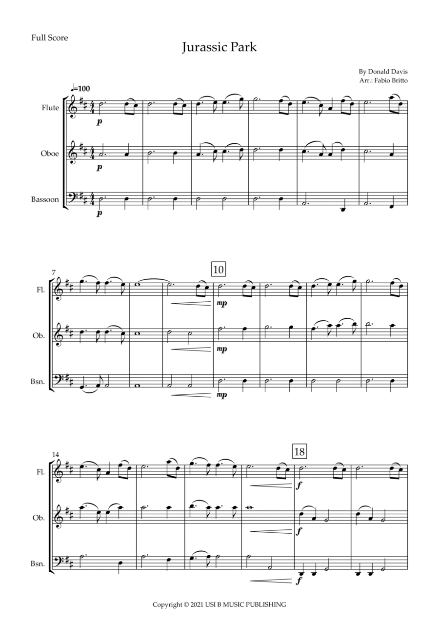 Jurassic Park Iii Woodwind Trio scores gallery preview page 1