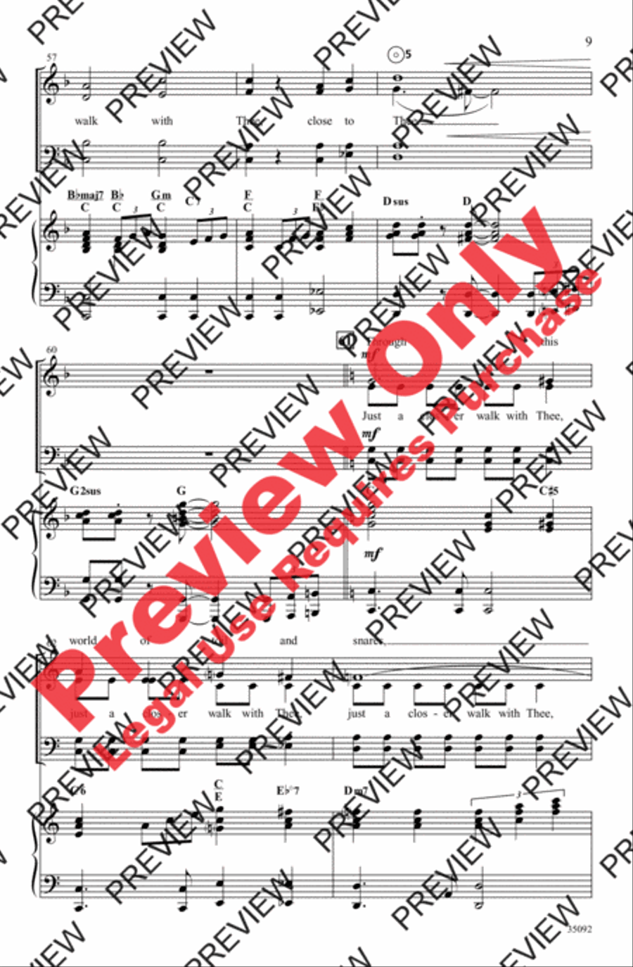 Just a Closer Walk 4-Part scores gallery preview page 9