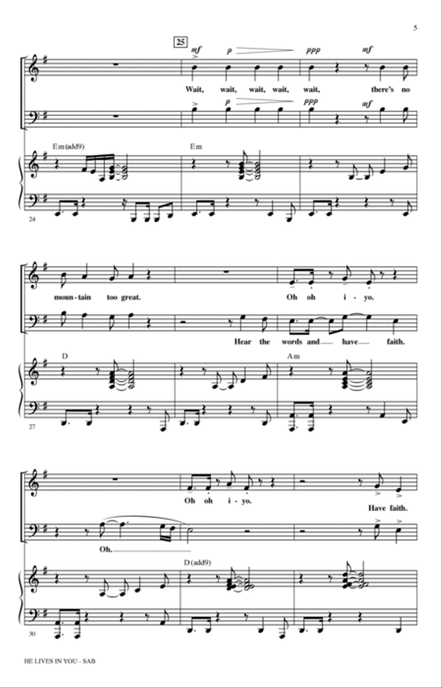 He Lives In You (from The Lion King II: Simba's Pride) (arr. Mark Brymer) 3-Part scores gallery preview page 4
