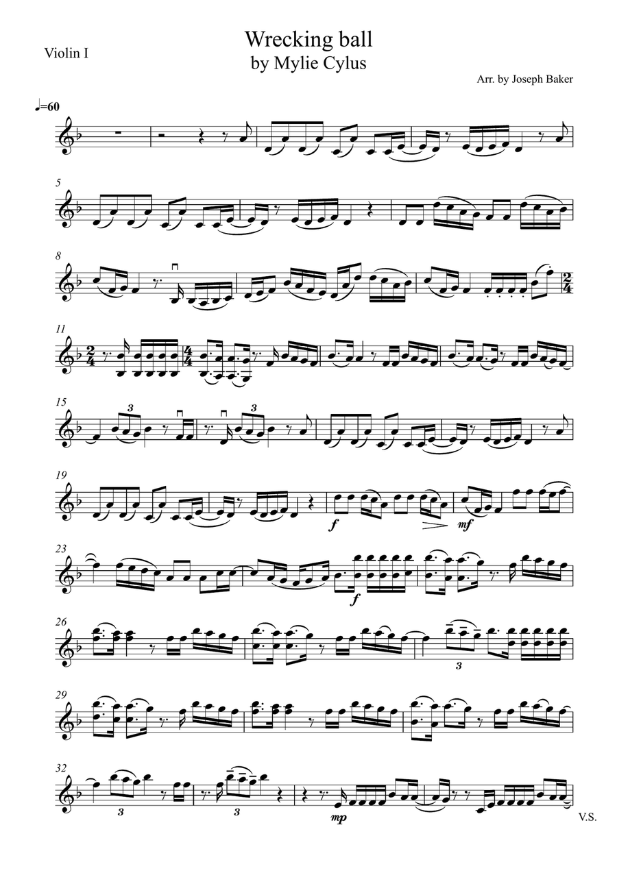Wrecking Ball String Quartet scores gallery preview page 1