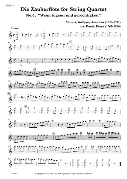 "Die Zauberflöte" for String Quartet, No.6, "Wenn tugend und gerechtigkeit" image number null
